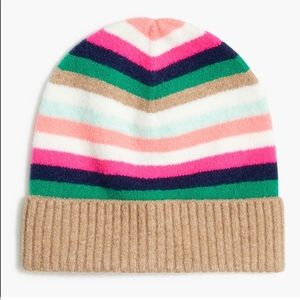 J. Crew Factory Striped Beanie Hat Wool Blend NWT